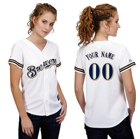 Women's Milwaukee Brewers Customized White Jersey