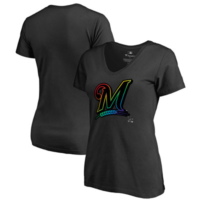 Women's Milwaukee Brewers Fanatics Branded Pride Black T-Shirt