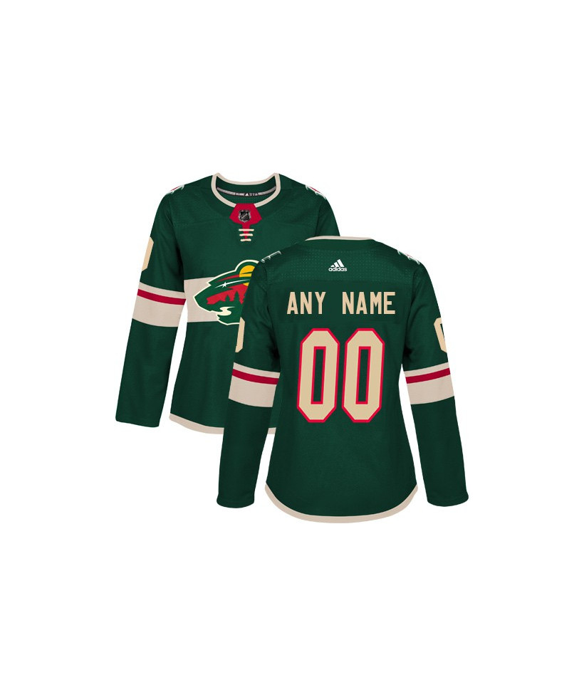 Women's Minnesota Wild Custom Stitched adidas Green Home Jersey Stitched