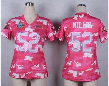 Women's NEW 49ers #52 Patrick Willis Pink NFL Elite Camo Fashion Jersey
