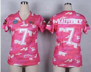 Women's NEW 49ers #7 Colin Kaepernick Pink NFL Elite Camo Fashion Jersey