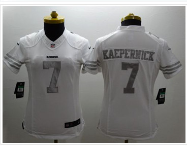 Women's NEW 49ers #7 Colin Kaepernick White NFL Limited Platinum Jersey