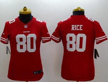 Women's NEW 49ers #80 Jerry Rice Red Team Color NFL Limited Jersey