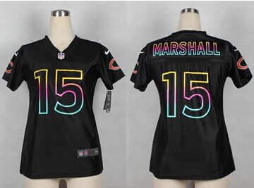 Women's NEW Bears #15 Brandon Marshall Black NFL Fashion Game Jersey
