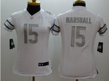 Women's NEW Bears #15 Brandon Marshall White NFL Limited Platinum Jersey