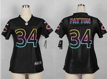 Women's NEW Bears #34 Walter Payton Black NFL Fashion Game Jersey