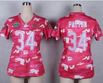 Women's NEW Bears #34 Walter Payton Pink NFL Elite Camo Fashion Jersey