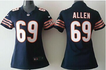 Women's NEW Bears #69 Jared Allen Navy Blue Team Color NFL Elite Jersey