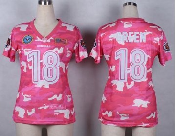 Women's NEW Bengals #18 A.J. Green Pink NFL Elite Camo Fashion Jersey