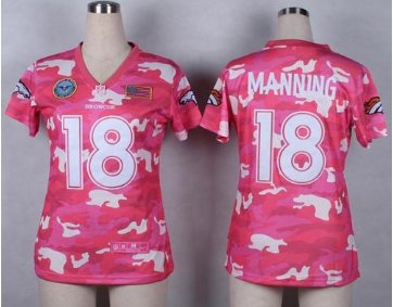 Women's NEW Broncos #18 Peyton Manning Pink NFL Elite Camo Fashion Jersey
