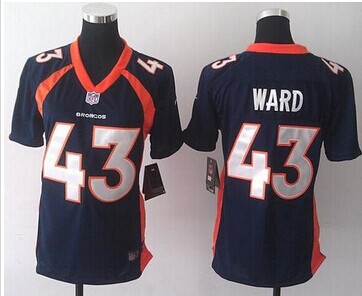 Women's NEW Broncos #43 T.J. Ward Blue Elite NFL Jersey