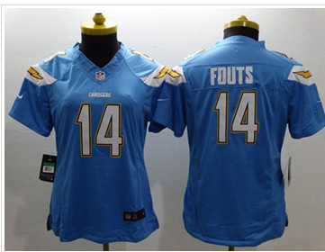 Women's NEW Chargers #14 Dan Fouts Electric Blue Alternate Stitched NFL New Limited Jersey