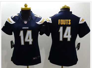 Women's NEW Chargers #14 Dan Fouts Navy Blue Team Color Stitched NFL New Limited Jersey