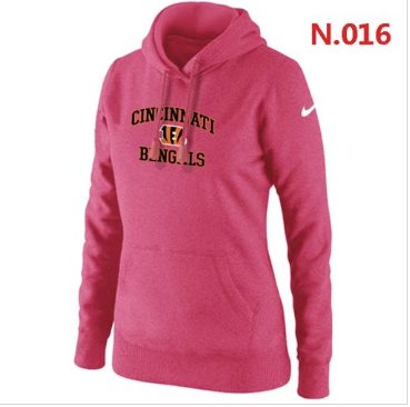Women's NEW Cincinnati Bengals Heart & Soul Pullover Hoodie Pink