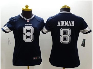 Women's NEW Cowboys #8 Troy Aikman Navy Blue Team Color NFL Limited Jersey