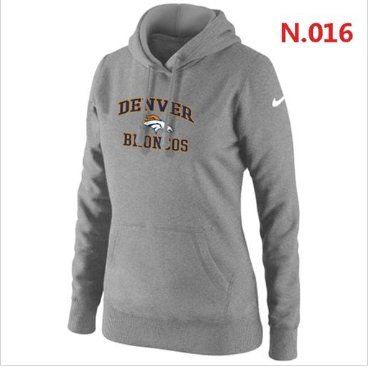 Women's NEW Denver Broncos Heart & Soul Pullover Hoodie Light Grey