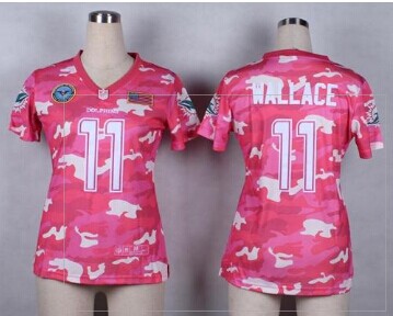 Women's NEW Dolphins #11 Mike Wallace Pink NFL Elite Camo Fashion Jersey