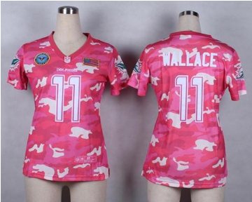Women's NEW Dolphins #11 Mike Wallace Pink NFL Elite Camo Fashion Jersey