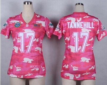 Women's NEW Dolphins #17 Ryan Tannehill Pink NFL Elite Camo Fashion Jersey