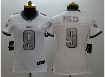 Women's NEW Eagles #9 Nick Foles White NFL Limited Platinum Jersey