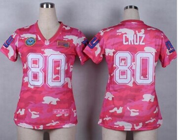 Women's NEW Giants #80 Victor Cruz Pink NFL Elite Camo Fashion Jersey