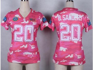 Women's NEW Lions #20 Barry Sanders Pink NFL Elite Camo Fashion Jersey