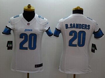 Women's NEW Lions #20 Barry Sanders White NFL Limited Jersey