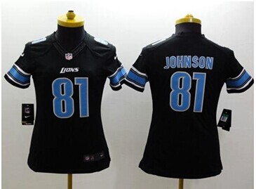 Women's NEW Lions #81 Calvin Johnson Black Alternate NFL Limited Jersey