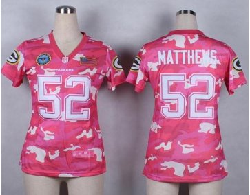 Women's NEW Packers #52 Clay Matthews Pink NFL Elite Camo Fashion Jersey