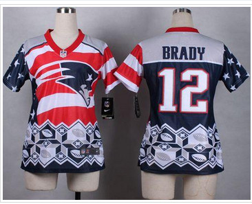 Women's NEW Patriots #12 Tom Brady Navy Blue Stitched NFL Elite Noble Fashion Jersey