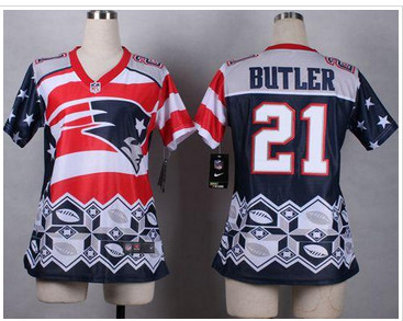 Women's NEW Patriots #21 Malcolm Butler Navy Blue Stitched NFL Elite Noble Fashion Jersey
