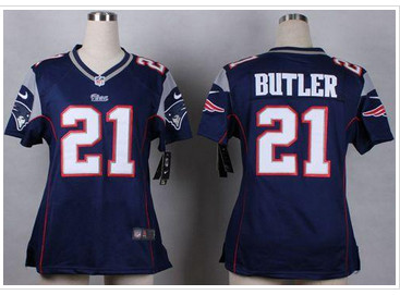 Women's NEW Patriots #21 Malcolm Butler Navy Blue Team Color Stitched NFL Elite Jersey