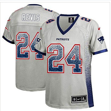 Women's NEW Patriots #24 Darrelle Revis Grey NFL Elite Drift Fashion Jersey