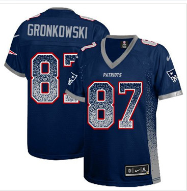 Women's NEW Patriots #87 Rob Gronkowski Navy Blue Team Color NFL Elite Drift Fashion Jersey