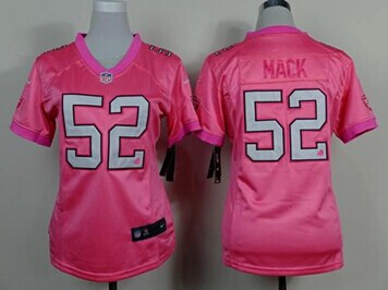 Women's NEW Raiders #52 Khalil Mack Pink Be Luv'd Stitched NFL New Elite Jersey
