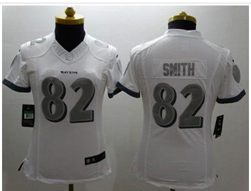 Women's NEW Ravens #82 Torrey Smith White Stitched NFL Limited Platinum Jersey