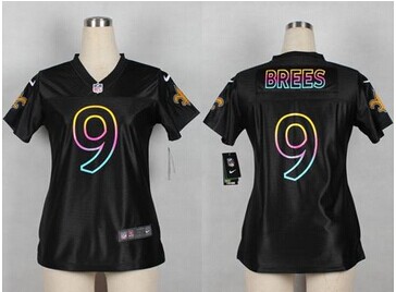 Women's NEW Saints #9 Drew Brees Black NFL Fashion Game Jersey