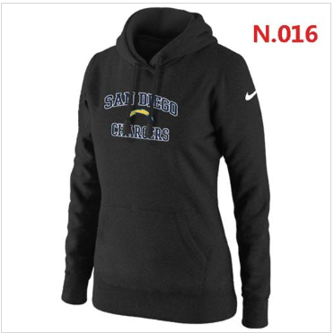 Women's NEW San Diego Charger Heart & Soul Pullover Hoodie Black