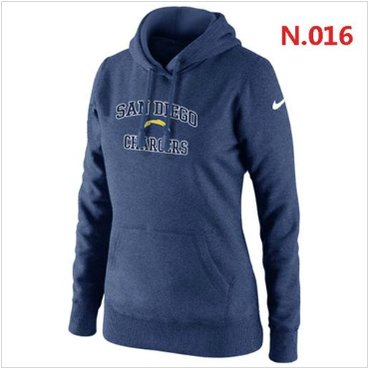 Women's NEW San Diego Charger Heart & Soul Pullover Hoodie Dark Blue