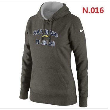 Women's NEW San Diego Charger Heart & Soul Pullover Hoodie Dark Grey
