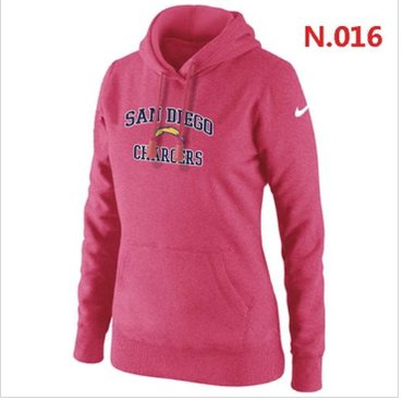Women's NEW San Diego Charger Heart & Soul Pullover Hoodie Pink