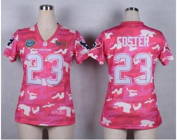 Women's NEW Texans #23 Arian Foster Pink NFL Elite Camo Fashion Jersey