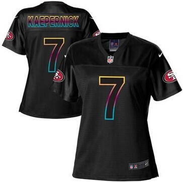Women's NFL New 49ers #7 Colin Kaepernick Black Fashion Game Jersey