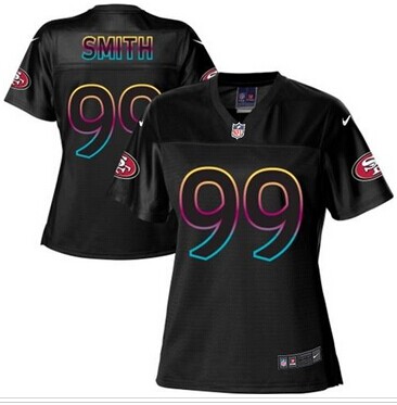 Women's NFL New 49ers #99 Aldon Smith Black Fashion Game Jersey
