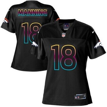 Women's NFL New Broncos #18 Peyton Manning Black Fashion Game Jersey