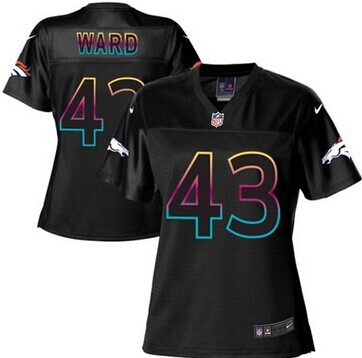 Women's NFL New Broncos #43 T.J. Ward Black Fashion Game Jersey