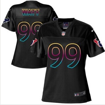 Women's NFL New Texans #99 J.J. Watt Black Fashion Game Jersey