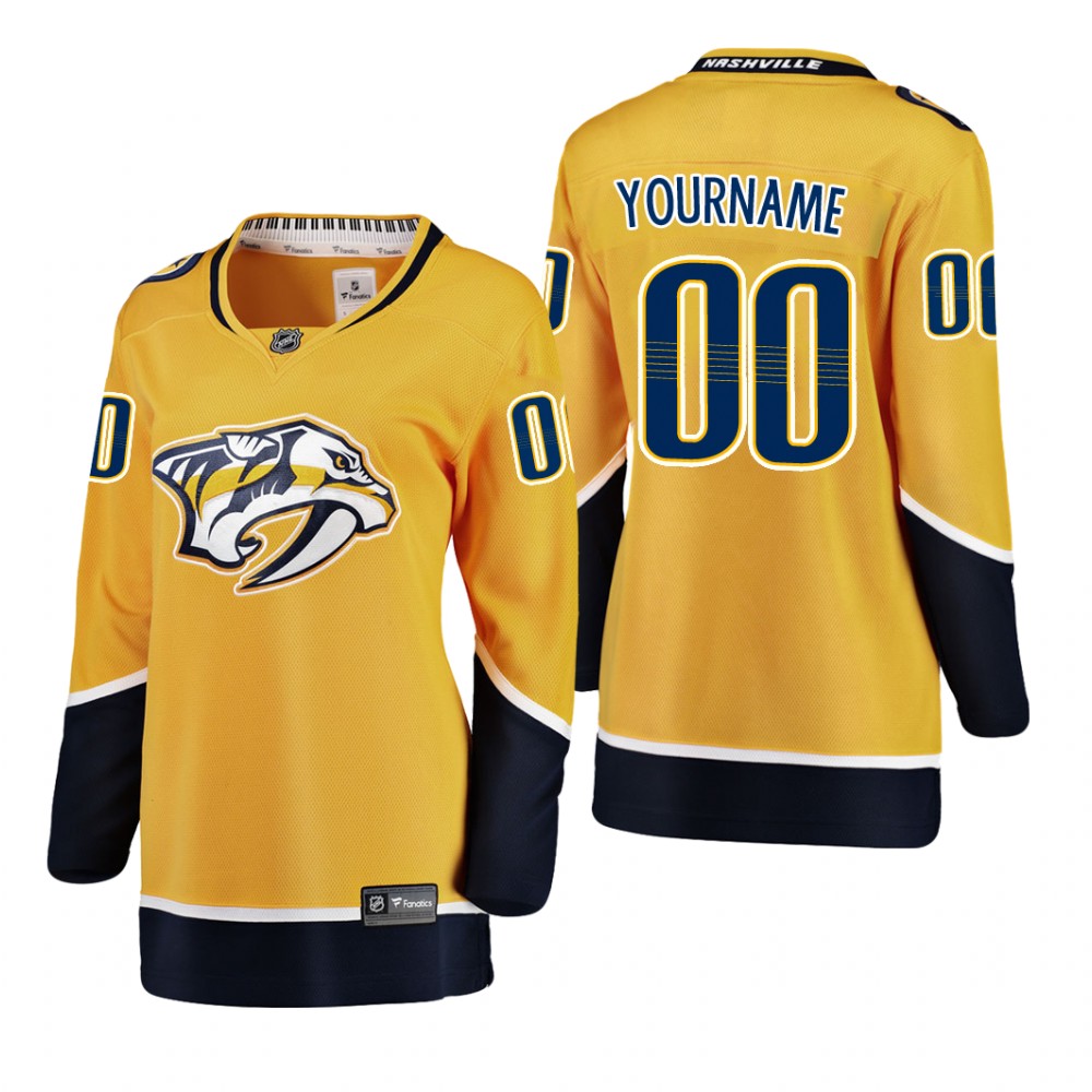 Women's Nashville Predators Custom adidas Gold Home Jersey Stitched