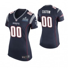 Women's New England Patriots #00 Custom Navy Super Bowl LIII Game Jersey
