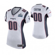 Women's New England Patriots #00 Custom White Super Bowl LIII Game Jersey